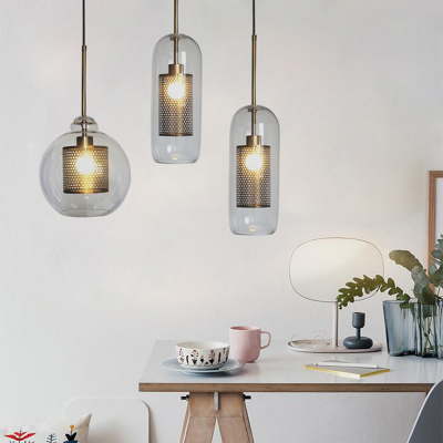 Linc Contemporary Globe Clear Glass Metal Pendant Light Linc Contemporary Globe Clear Glass Metal Pendant Light