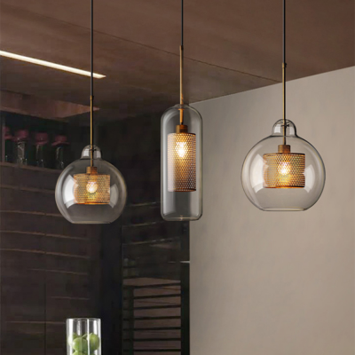 Linc Contemporary Globe Clear Glass Metal Pendant Light Linc Contemporary Globe Clear Glass Metal Pendant Light