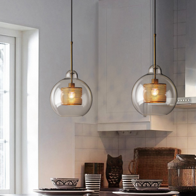 Linc Contemporary Globe Clear Glass Metal Pendant Light Linc Contemporary Globe Clear Glass Metal Pendant Light
