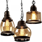 Beck Industrial Amber Glass Pendant Light