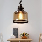 Beck Industrial Amber Glass Pendant Light