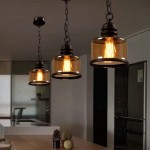 Beck Industrial Amber Glass Pendant Light