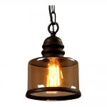 Beck Industrial Amber Glass Pendant Light