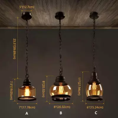 Beck Industrial Amber Glass Pendant Light Beck Industrial Amber Glass Pendant Light