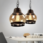Beck Industrial Amber Glass Pendant Light