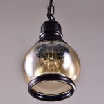 Beck Industrial Amber Glass Pendant Light