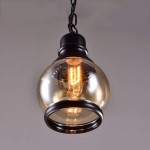 Beck Industrial Amber Glass Pendant Light