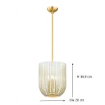 Deke Country 3 Lights Brass Glass Pendant Light