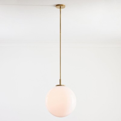 Tate Mid Century White Globe Glass Pendant Light Tate Mid Century White Globe Glass Pendant Light
