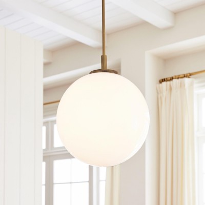 Tate Mid Century White Globe Glass Pendant Light Tate Mid Century White Globe Glass Pendant Light