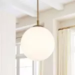 Tate Mid Century White Globe Glass Pendant Light