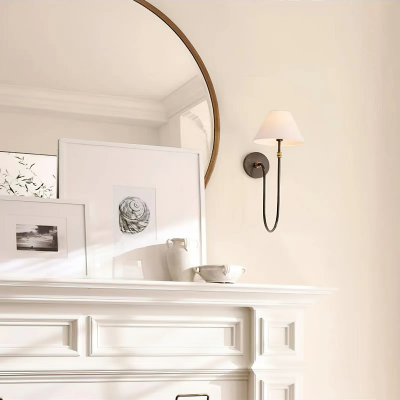 Wren Retro White Fabric Swan Neck Sconce Wren Retro White Fabric Swan Neck Sconce