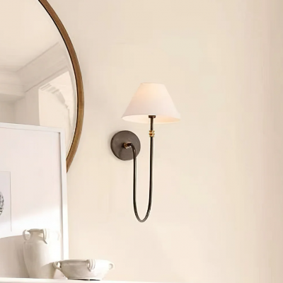 Wren Retro White Fabric Swan Neck Sconce Wren Retro White Fabric Swan Neck Sconce