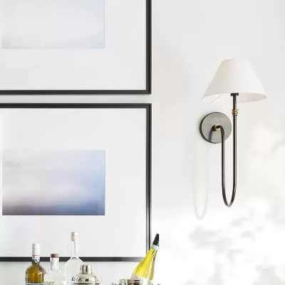 Wren Retro White Fabric Swan Neck Sconce Wren Retro White Fabric Swan Neck Sconce