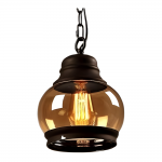 Beck Industrial Amber Glass Pendant Light