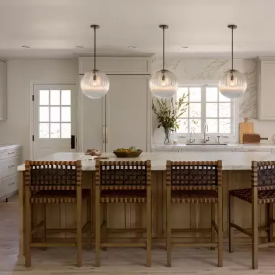 Alain Farmhouse Cooper Ribbed Glass Pendant Light