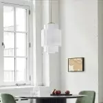 Winry Antique Brass Tiered Milk Glass Pendant Light