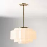 Winry Antique Brass Tiered Milk Glass Pendant Light