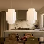 Winry Antique Brass Tiered Milk Glass Pendant Light