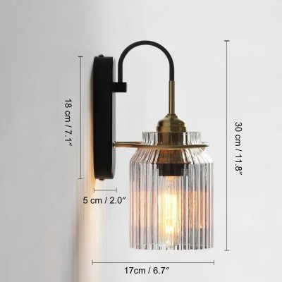 Hale Retro Cylinder Ribbed Glass Wall Sconce Hale Retro Cylinder Ribbed Glass Wall Sconce