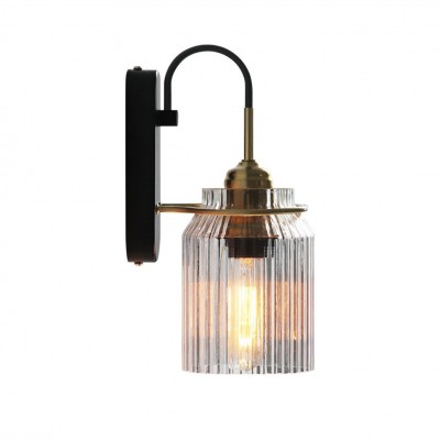 Hale Retro Cylinder Ribbed Glass Wall Sconce Hale Retro Cylinder Ribbed Glass Wall Sconce