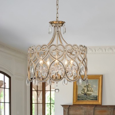 Neve Luxury French Antique Crystal Drum Chandelier Neve Luxury French Antique Crystal Drum Chandelier