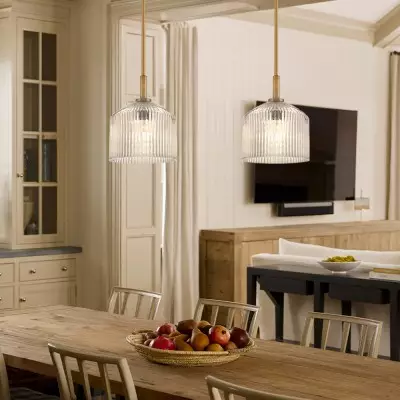 Hesper Farmhouse Ribbed Glass Pendant Light Hesper Farmhouse Ribbed Glass Pendant Light