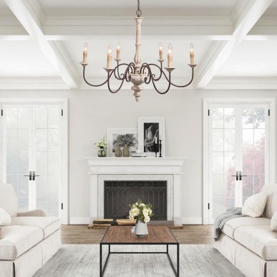 Scout Farmhouse Wood Anchor Candle Chandelier