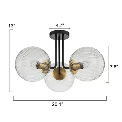 Ivey Water Ripple Glass Globe Ceiling Light Ivey Water Ripple Glass Globe Ceiling Light