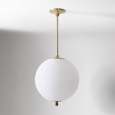 Xan Retro White Globe Ribbed Glass Pendant Light Xan Retro White Globe Ribbed Glass Pendant Light