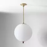 Xan Retro White Globe Ribbed Glass Pendant Light