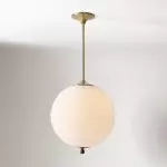 Xan Retro White Globe Ribbed Glass Pendant Light