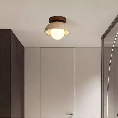 Flynn Wabi-sabi Bowl Shape Travertine Ceiling Light