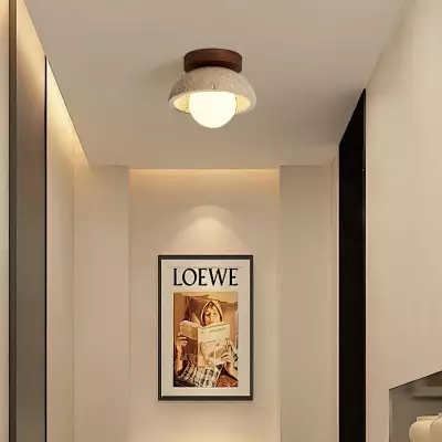 Flynn Wabi-sabi Bowl Shape Travertine Ceiling Light