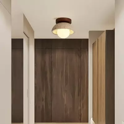 Flynn Wabi-sabi Bowl Shape Travertine Ceiling Light