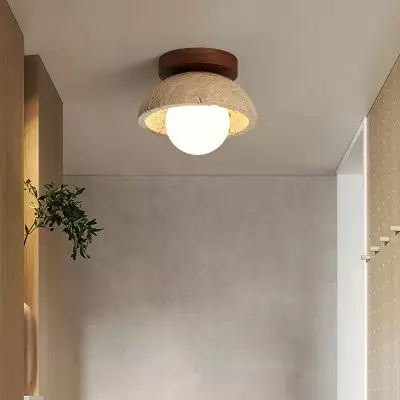 Flynn Wabi-sabi Bowl Shape Travertine Ceiling Light