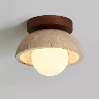 Flynn Wabi-sabi Bowl Shape Travertine Ceiling Light