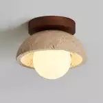 Flynn Wabi-sabi Bowl Shape Travertine Ceiling Light