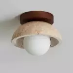 Flynn Wabi-sabi Bowl Shape Travertine Ceiling Light