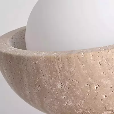 Flynn Wabi-sabi Bowl Shape Travertine Ceiling Light