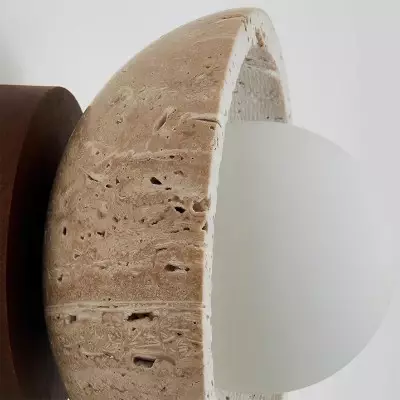 Flynn Wabi-sabi Bowl Shape Travertine Ceiling Light