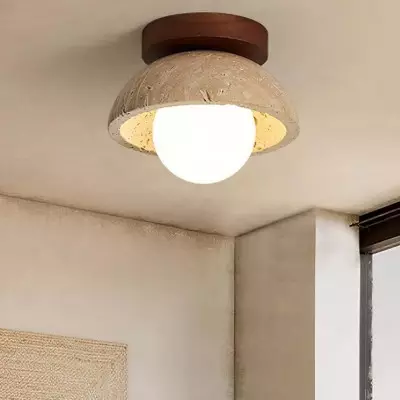 Flynn Wabi-sabi Bowl Shape Travertine Ceiling Light Flynn Wabi-sabi Bowl Shape Travertine Ceiling Light