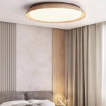 Troy Japanese Round LED Travertine Ceiling Light