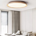 Troy Japanese Round LED Travertine Ceiling Light