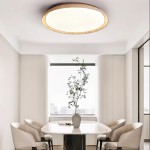 Troy Japanese Round LED Travertine Ceiling Light