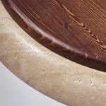 Troy Japanese Round LED Travertine Ceiling Light