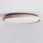 Troy Japanese Round LED Travertine Ceiling Light