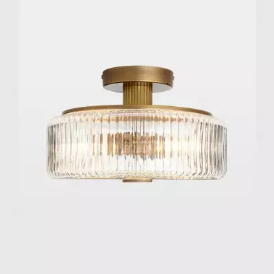 Willa Rustic Round Ribbed Glass Ceiling Light Willa Rustic Round Ribbed Glass Ceiling Light