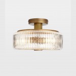 Willa Rustic Round Ribbed Glass Ceiling Light