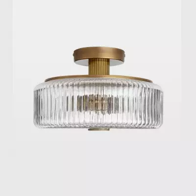 Willa Rustic Round Ribbed Glass Ceiling Light Willa Rustic Round Ribbed Glass Ceiling Light